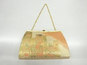 リサイクル　草花模様織出し和装バッグ